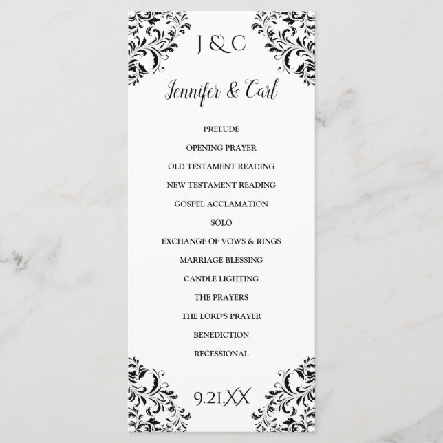Nadine Wedding Ceremony Program -Tea-Length (Blac) (Front)
