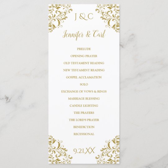 Nadine Wedding Ceremony Program Tea Length Gold Zazzle Com Au