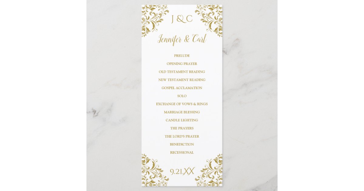 Nadine Wedding Ceremony Program Tea Length Gold Zazzle Com Au