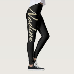 Nadine white gold Handwriting Hose Leggings