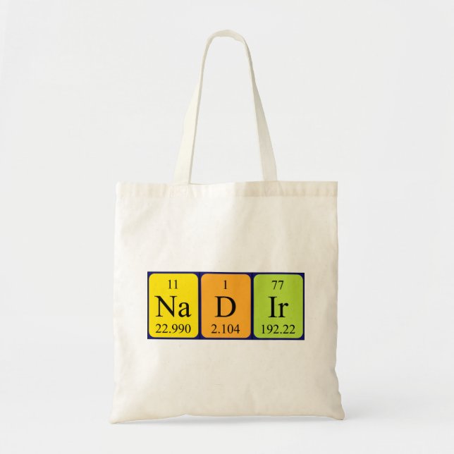 Nadir periodic table name tote bag (Front)