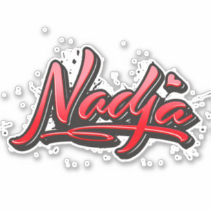 Nadja red Heart Graffiti Aufkleber Sticker
