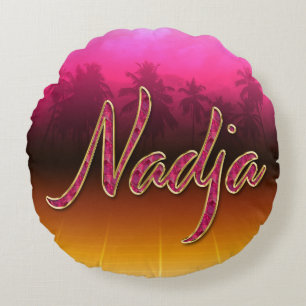 Nadja Vorname Name golden pink Kissen Round Cushion