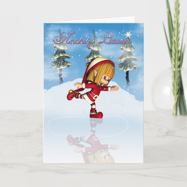 Nadolig Llawen A Blwyddyn Newydd Dda Welsh Christm Holiday Card (Front)
