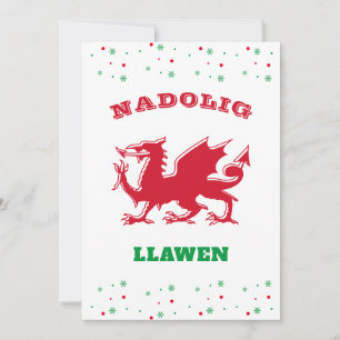 Nadolig Llawen Red Welsh Dragon Merry Christmas Holiday Card