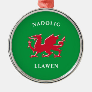 Nadolig Llawen Welsh Simple Celtic Merry Christmas Metal Ornament