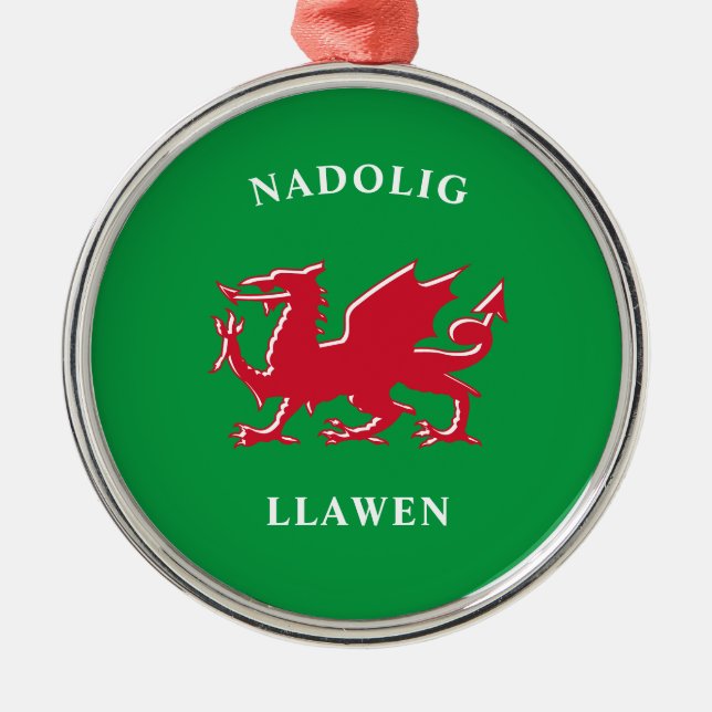 Nadolig Llawen Welsh Simple Celtic Merry Christmas Metal Ornament (Front)