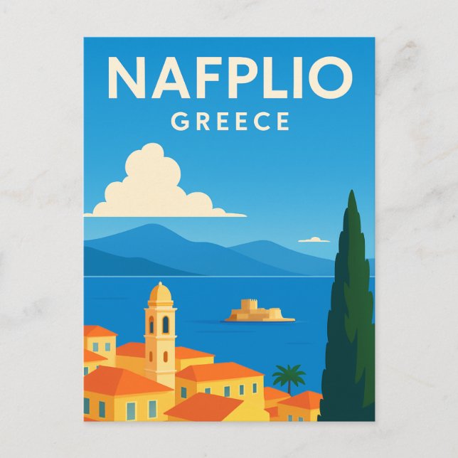 Nafplio Greece Decorative painterly Postcard (Front)