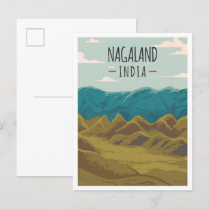 Nagaland India Art Vintage Travel Illustration Postcard