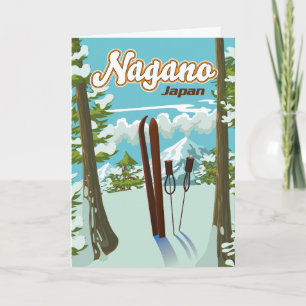 Nagano Japan Ski poster Holiday Card