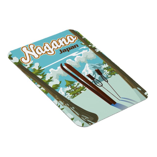 Nagano Japan Ski poster Magnet (Right Side)