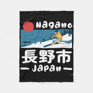 Nagano Japan Ski Resort Skiing Japanese Alps Trave Fleece Blanket