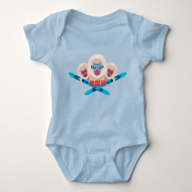 Nagano Skier, Japanese Art Baby Bodysuit (Front)