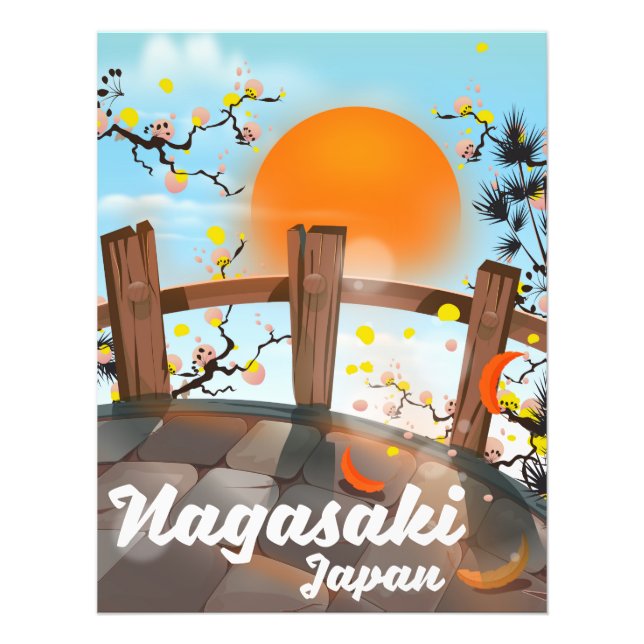 Nagasaki Japanese blossom poster. Photo Print (Front)