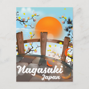 Nagasaki Japanese blossom poster. Postcard