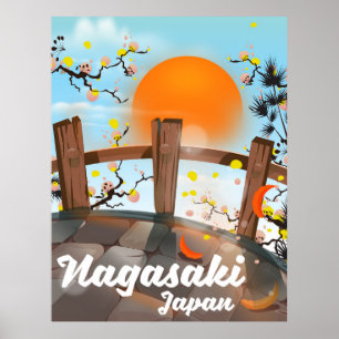 Nagasaki Japanese blossom poster. Poster