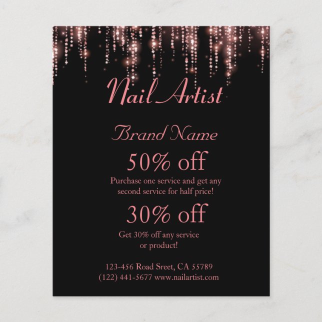 Nagelkünstlergeschäft personalisierter Flyer (Front)