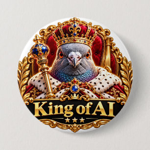 NAGIPI AI King of AI Crowned Royal Pigeon 7.5 Cm Round Badge