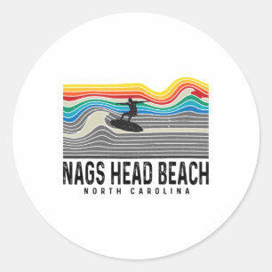 Nags Head Beach North Carolina Surfboarder Men Wom Classic Round Sticker