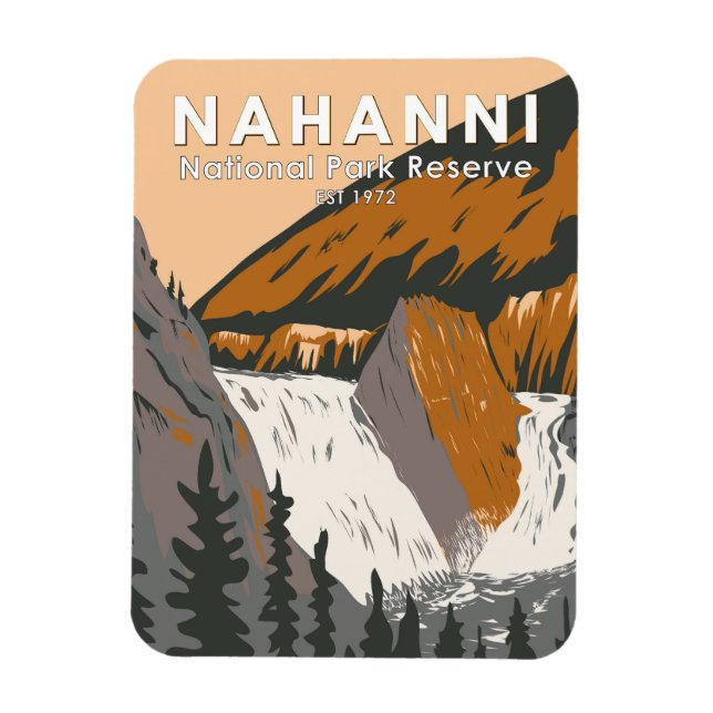Nahanni National Park Reserve Travel Art Vintage Magnet (Vertical)
