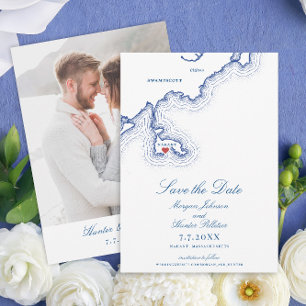 Nahant MA Map Elegant Navy Blue Wedding Save The Date