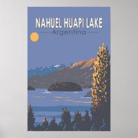 Nahuel Huapi Lake Argentina Travel Art Vintage