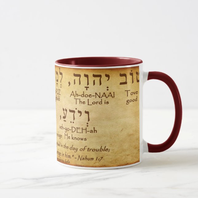 NAHUM 1:7 HEBREW MUG (Right)