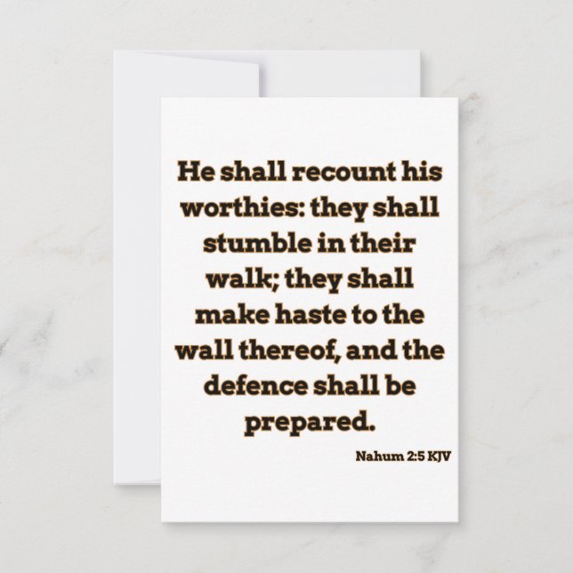 Nahum 2:5 KJV Bible Verse Christian Scripture Card (Front)