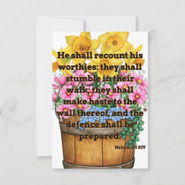 Nahum 2:5 KJV Bible Verse Christian Scripture Pic Card (Front)