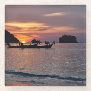 Nai Yang Beach, Phuket, Thailand sunset Glass Coaster