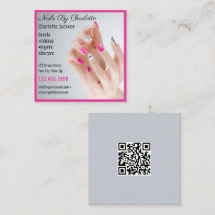 Nail Art Beauty Salon Manicure Specialist qr code Square Business Card