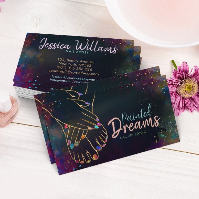 Nail Art Studio - colourful abstract Business Card (Creator Uploaded)
