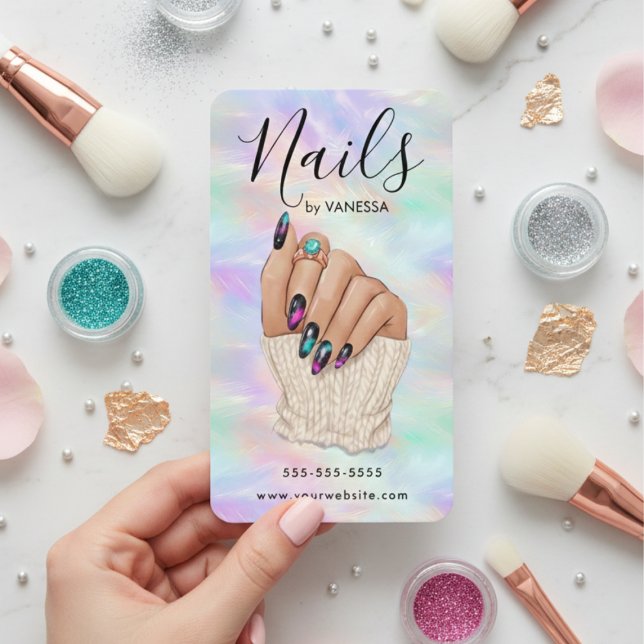 Nail Art Studio Manicurist Artist Stylish Opal Business Card (Creator Uploaded)