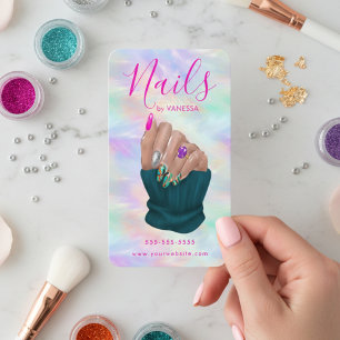 Nail Art Studio Stylish Opal Manicurist Artist Business Card