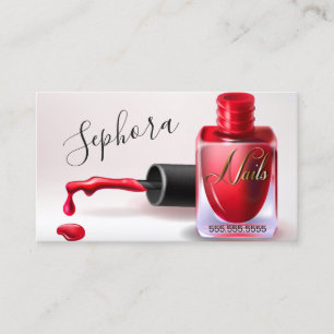 Nail Art Technician - Red Nail Polish Business Card