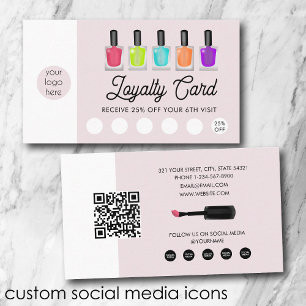 Nail Artist Business Logo QR Code Loyalty  Card