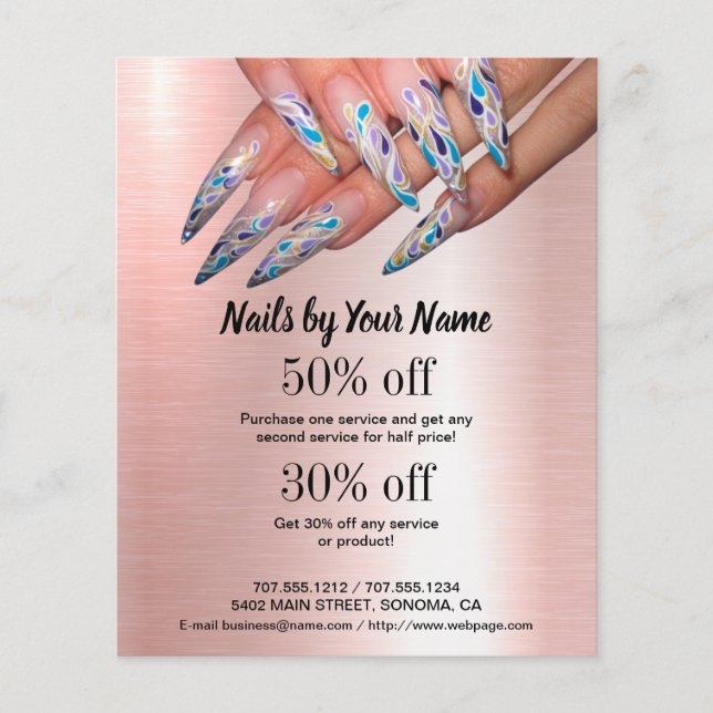 nail artist business personalised flyer (Front)