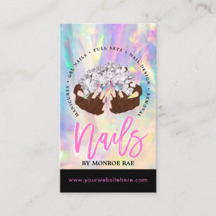 Nail Artist Cartoon Hands Logo Long Manicure Salon Business Card