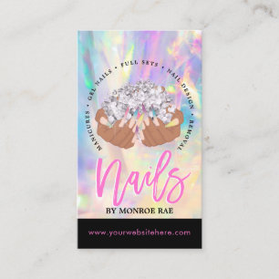 Nail Artist Cartoon Hands Logo Long Manicure Salon Business Card