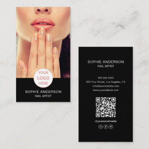 Nail Artist Custom Logo Photo Black Business Card