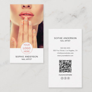 Nail Artist Custom Logo Photo White Business Card