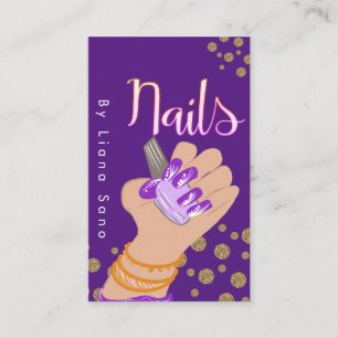 Nail Artist Glow Script Hand Drawn Illustration Business Card