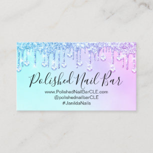 Nail Artist Holograph Diamond Drips Pinky Diamond Business Card