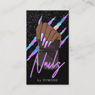 Nail Artist Holographic Modern Glam  Business Card