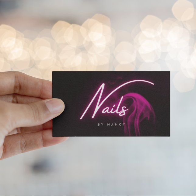 Nail Artist Hot Pink Neon  Business Card (Creator Uploaded)