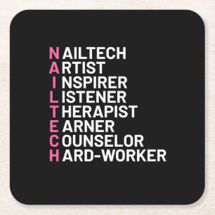 Nail Artist Inspirer Square Paper Coaster