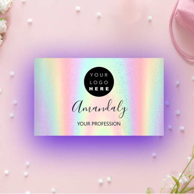 Nail  Artist Lash Hairdresser Logo Holograph Business Card (Nail Artist Lash Hairdresser Logo Holograph Business Card)