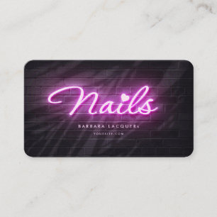 Nail Artist Manicure Beauty Salon Neon Pink Purple Business Card