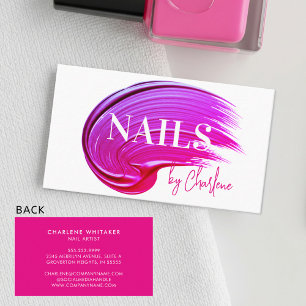 Nail Artist Modern Script Typography Pink Polish Business Card