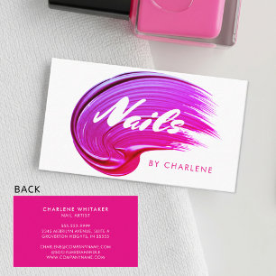 Nail Artist Modern Typography Pink Polish Business Card